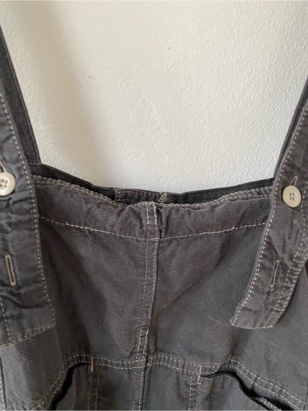 Free People cotton  Charcoal Button-Front Pinafore Mini Skirt - Picture 4 of 11